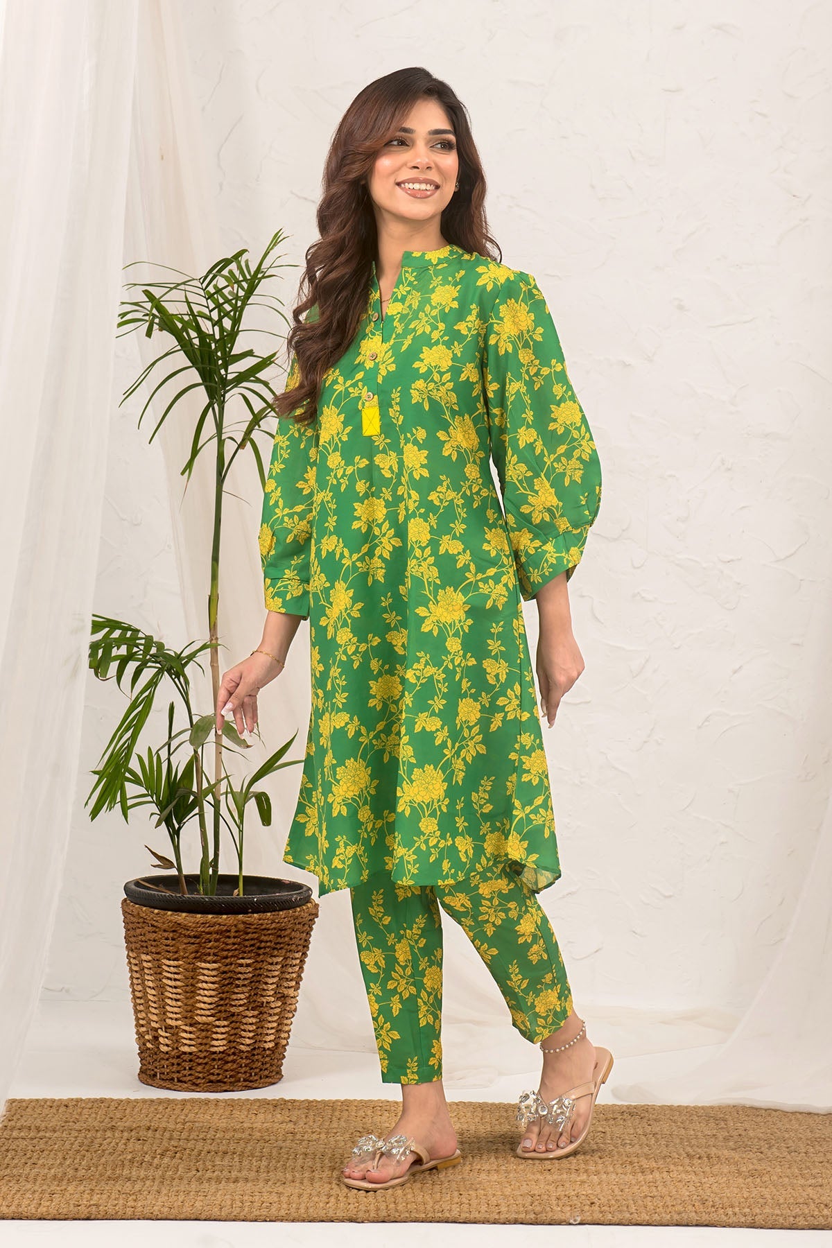 Swiss Lawn Digital Printed 2 Pc Suit with a vibrant printed lawn dress design, perfect for casual and semi-formal occasions.