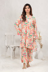 Stylish Swiss Lawn Digital Printed 2-piece suit for women, featuring vibrant digital prints on soft and breathable lawn fabric for a fashionable and comfortable look.