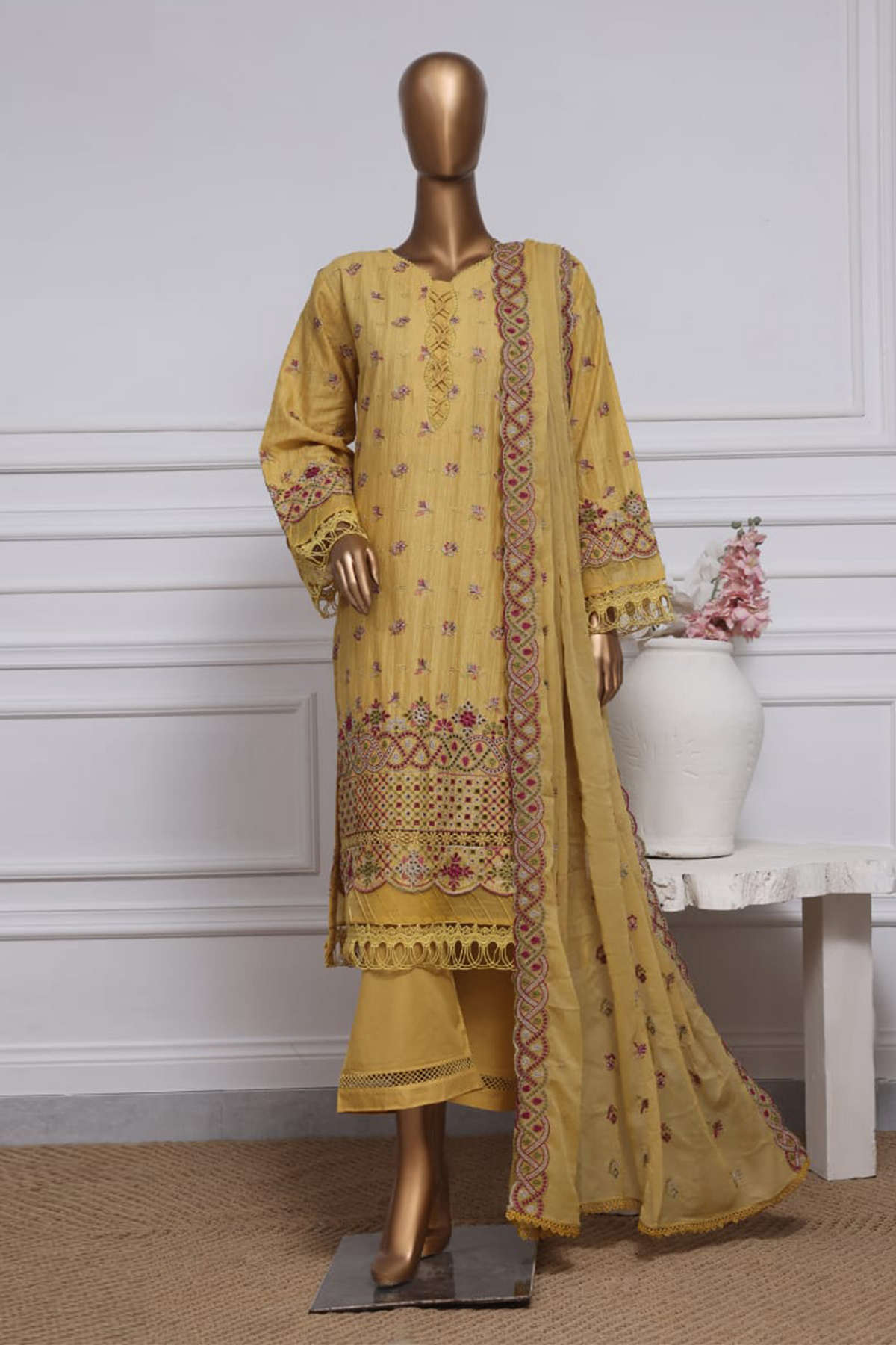 Sada Bahar Stitched 3 Piece Two Tone Chikankari Vol-01 Collection'2025-TCK-Yellow