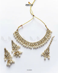 Magnificent Tonel Necklace Set Golden Pearl - Zeesy Jewellery