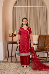 Khayat Stitched 3 Piece Festive Formals Kids Suit-Khayat - Maroon Angrakha