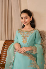 Khayat Stitched 3 Piece Formals Suit-Aquamarine