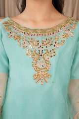 Khayat Stitched 3 Piece Festive Formals Kids Suit-Khayat - Aquamarine