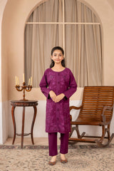 Khayat Stitched 2 Piece Casual Winter Kids Suit-Purple Heart - 2Pc
