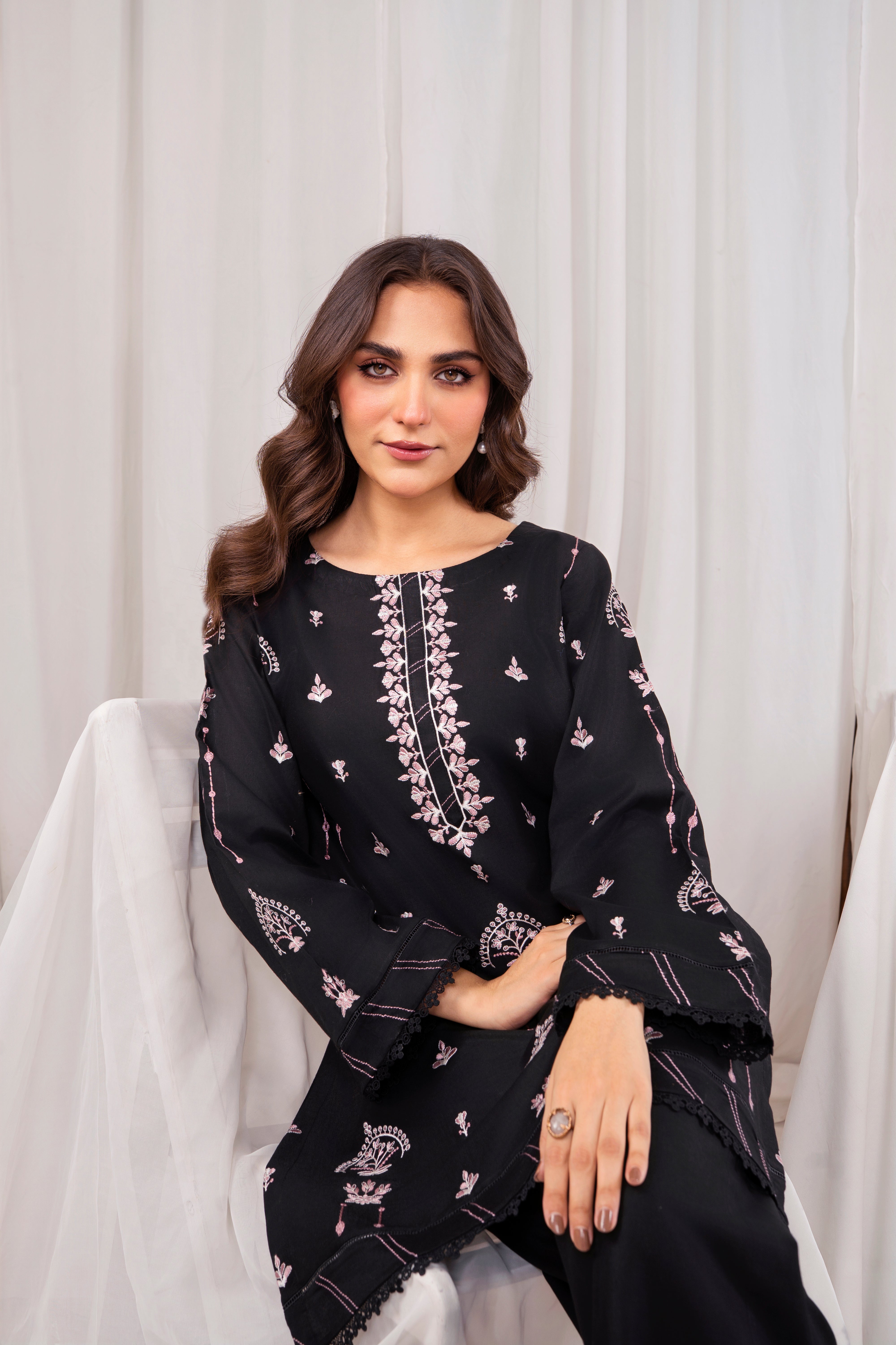 Zoya Zafar Stitched 2 Piece Cotton Collection'2025-Midnight Blossom