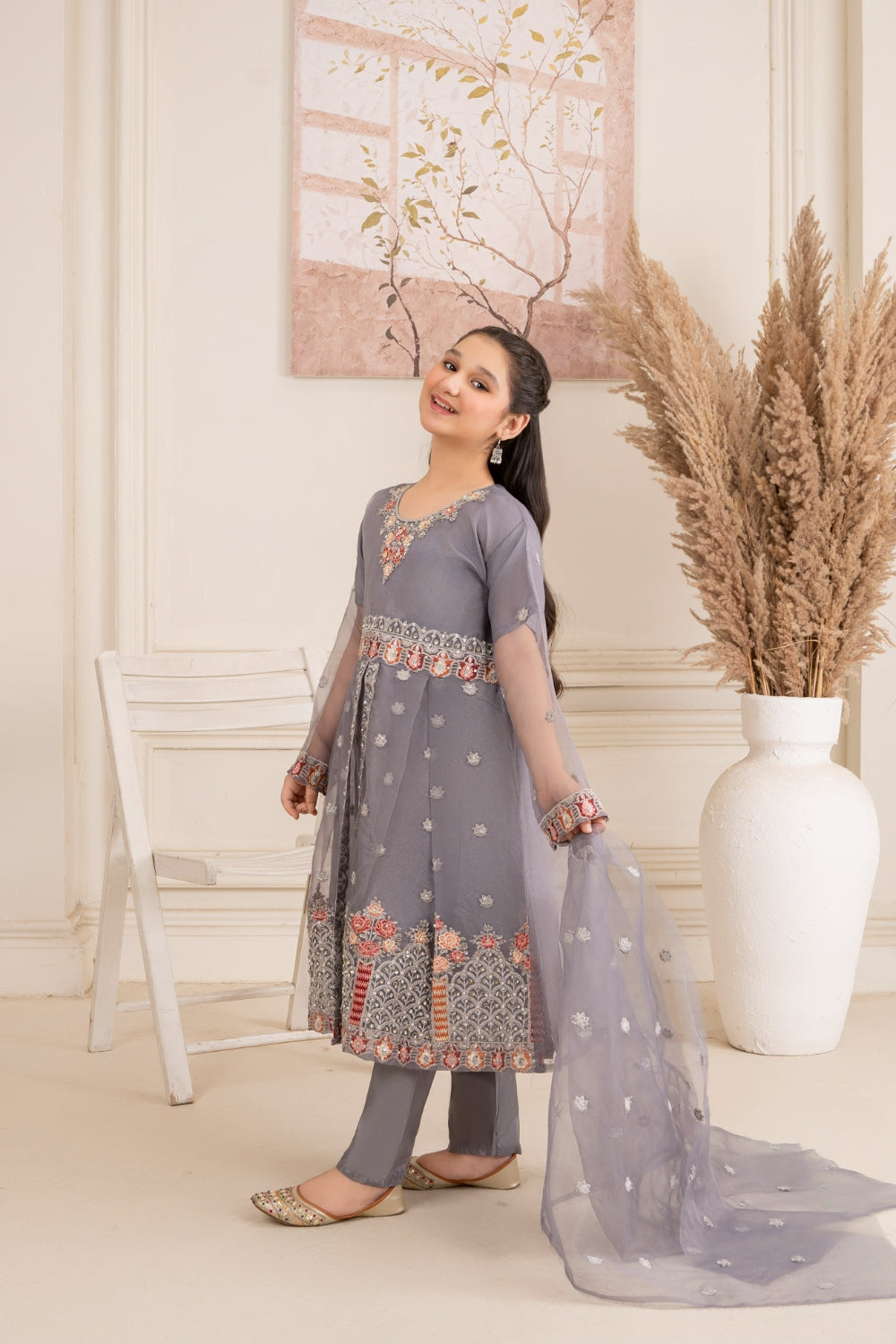 Khayat Stitched 3 Piece Formals Kids Collection'2025-Greyish