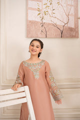 Khayat Stitched 3 Piece Festive Formals Kids Suit-Khayat - Tea Pink