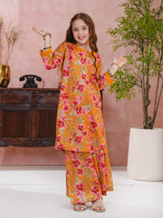 Tng By Md Stitched Kids-Neena | Gharara Set | Orange | Kids