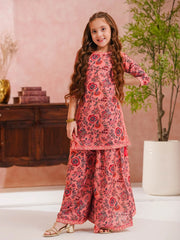 Tng By Md Stitched Kids-Sargoshi-Kid | Gharara Set | Pink
