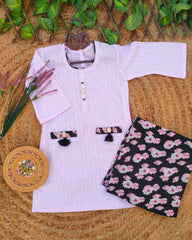 Hiba Fashion Pink and black 2 pcs lawn suit-(TWB-001)
