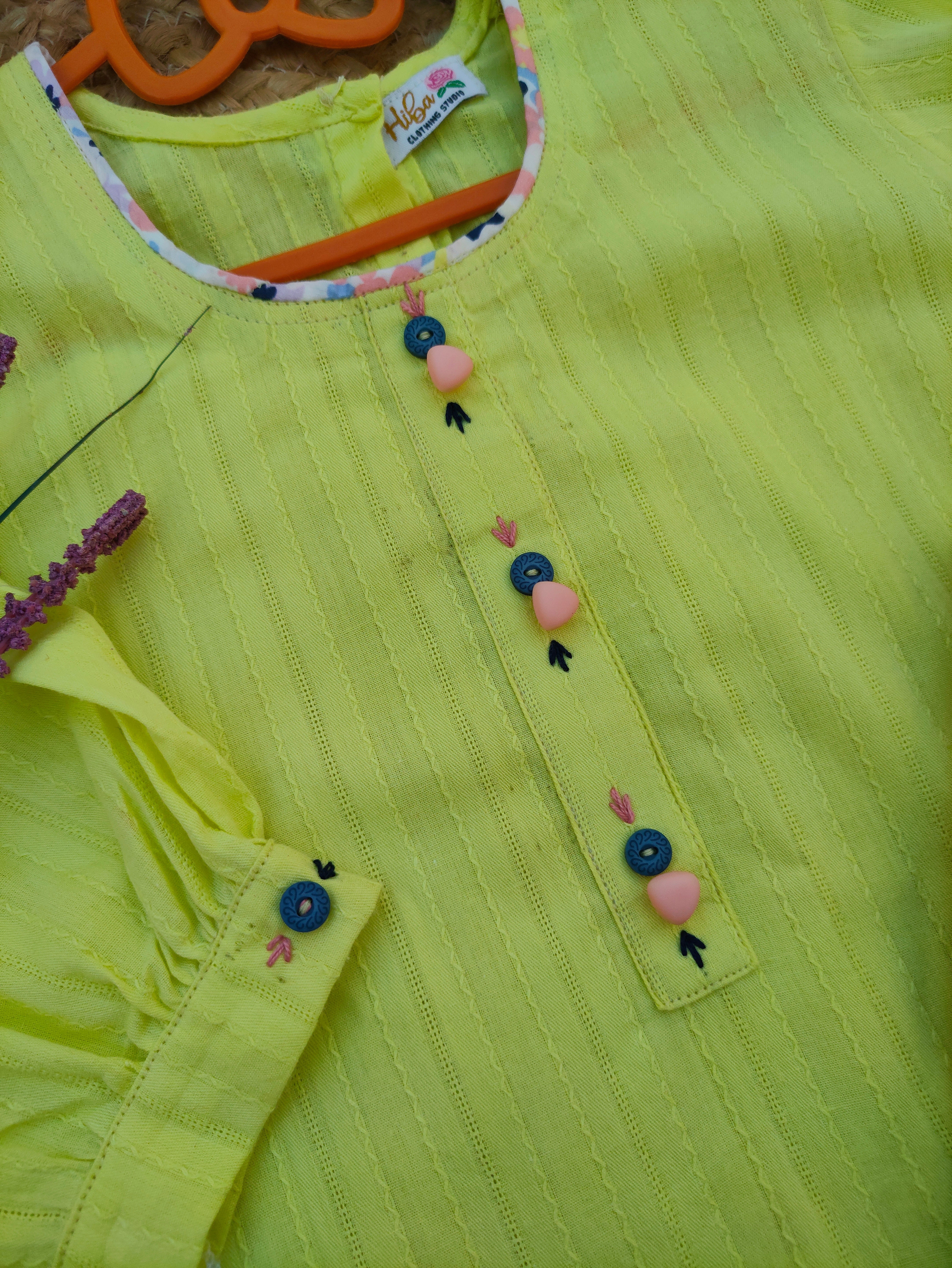 Hiba Fashion Limes and peaches 2 pcs lawn suit-(TWB-002)