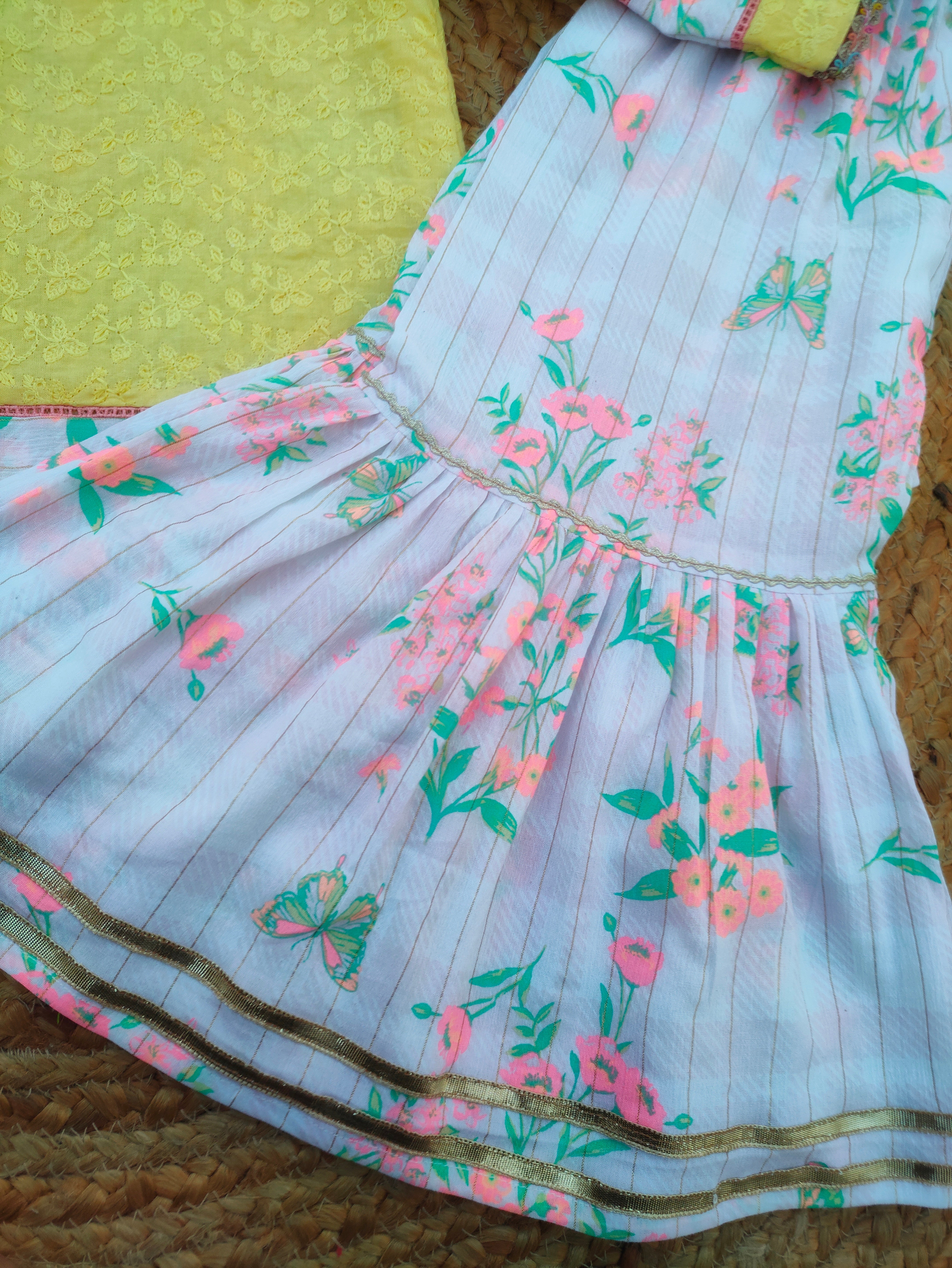 Hiba Fashion Yellow chikankari 2 pcs festive dress-(TWF-003)