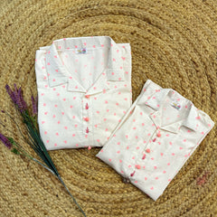 Hiba Fashion Off-white and pink mommy and me set-(TWM-001)-(1 PC)