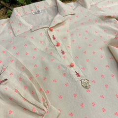 Hiba Fashion Off-white and pink mommy and me set-(TWM-001)-(2PC)
