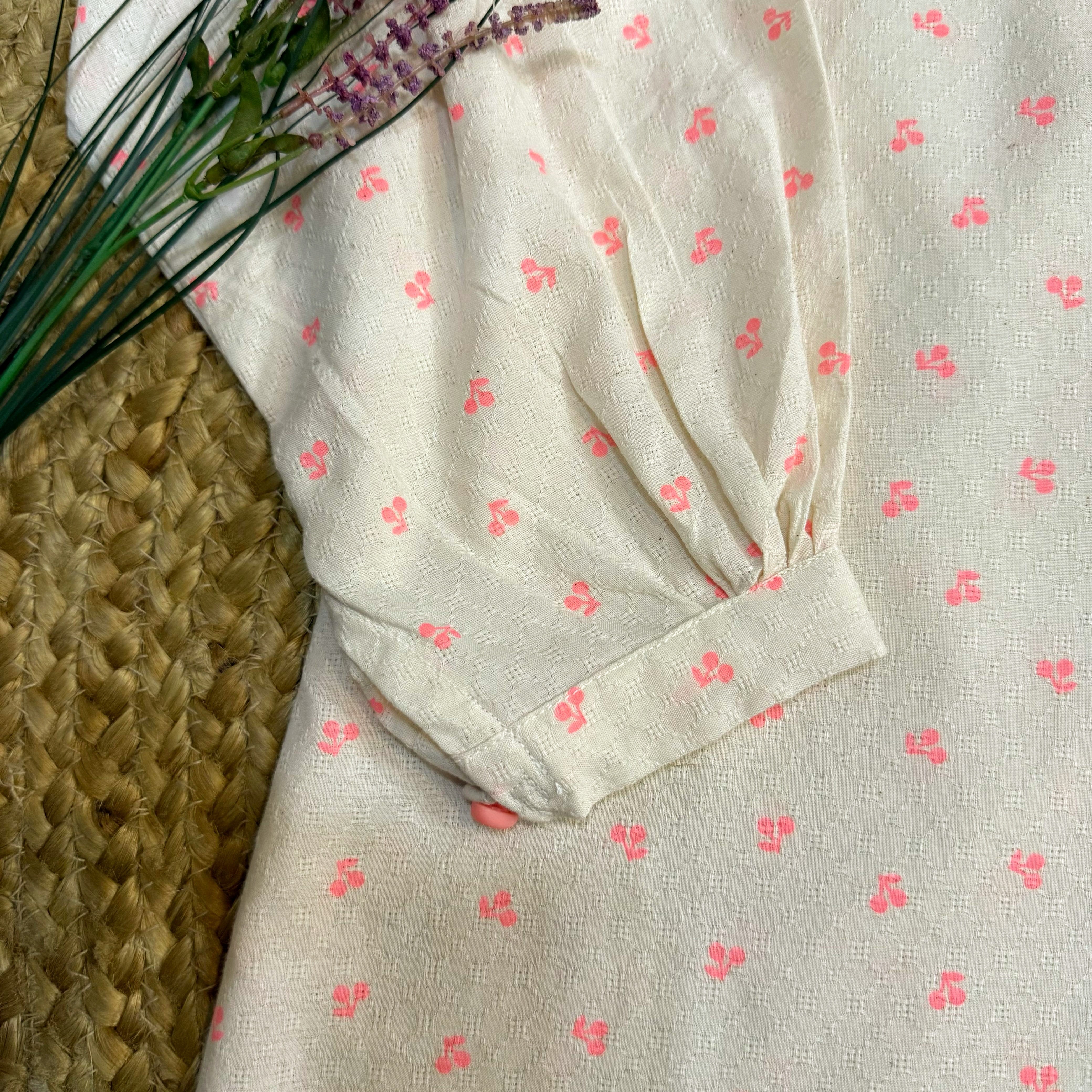 Hiba Fashion Off-white and pink mommy and me set-(TWM-001)-(2PC)