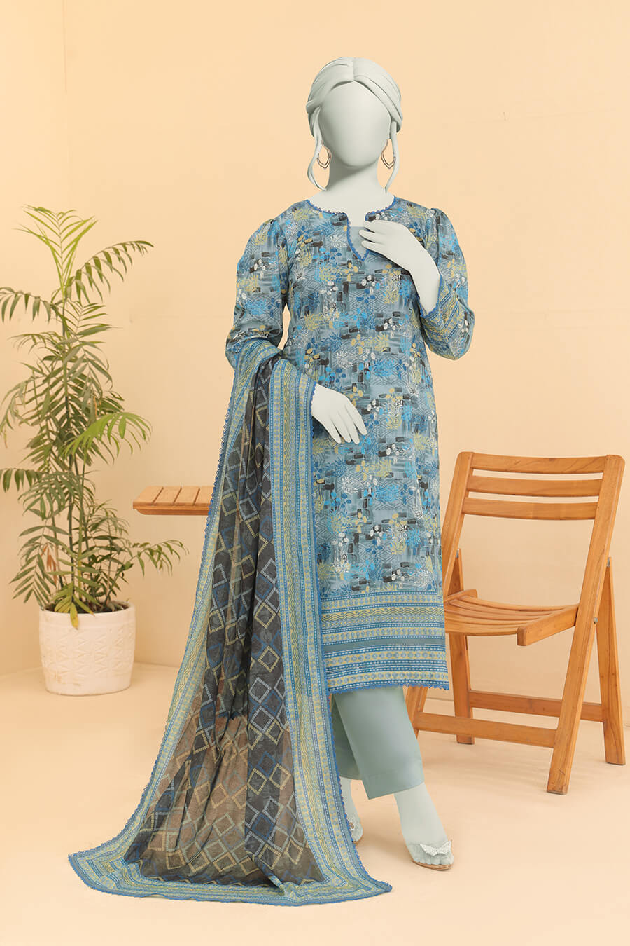 Summer Bloom Edition By Almeerah Unstitched 3 Piece Digital Printed Lawn Collection'2025-Teal Breeze