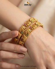 Zeesy-Traditional Antique Cuff Bangles