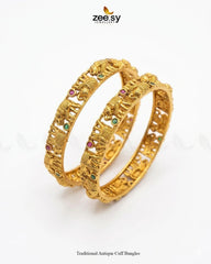 Zeesy-Traditional Antique Cuff Bangles