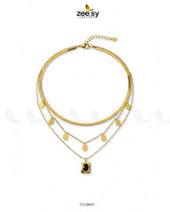 Trinity Triple Layered Stone Chain - Zeesy Jewellery