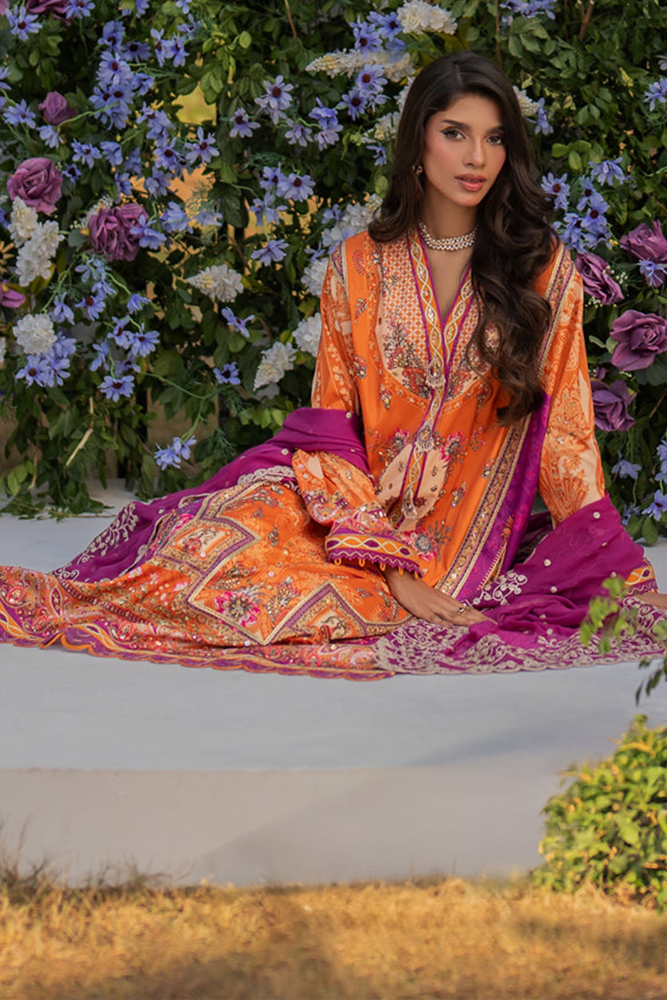 Qalamkar Unstitched 3 Piece Luxe Silk Collection'2024-UA-03-Alma