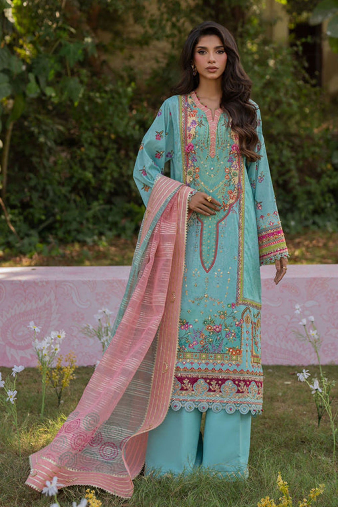 Qalamkar Unstitched 3 Piece Luxe Silk Collection'2024-UA-06-Sara