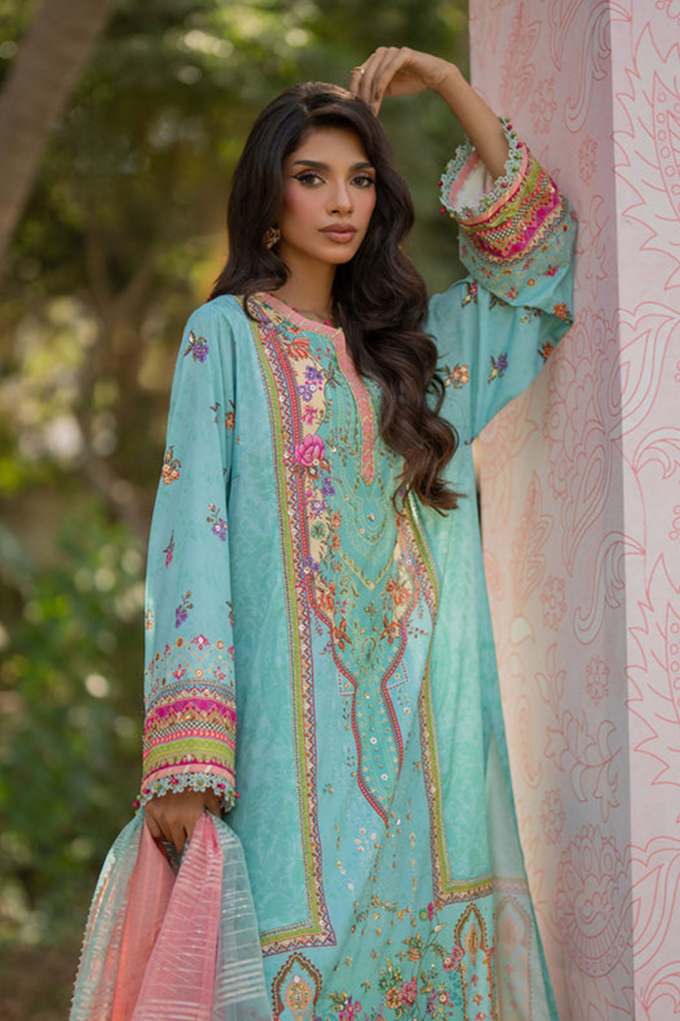 Qalamkar Unstitched 3 Piece Luxe Silk Collection'2024-UA-06-Sara