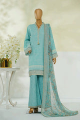 Bin Saeed Stitched 3 Piece Luxury Eid Festive With Flapper Suit-UA-3050-FEROZI