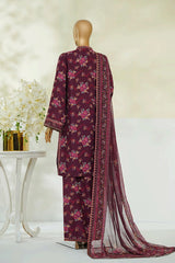 Bin Saeed Stitched 3 Piece Luxury Eid Festive With Flapper Suit-UA-3089-Maroon