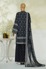 Bin Saeed Stitched 3 Piece Luxury Eid Festive With Flapper Suit-UA-3093-BLACK