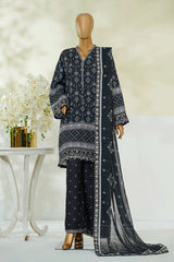 Bin Saeed Stitched 3 Piece Luxury Eid Festive With Flapper Suit-UA-3093-BLACK