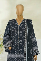 Bin Saeed Stitched 3 Piece Luxury Eid Festive With Flapper Suit-UA-3093-BLACK