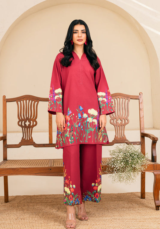 Amal Stitched 2 Piece Summer Cambric Collection-Ruby