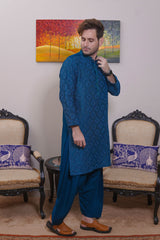 Real Image Mens Kurta Shalwar Collection'2025-D - 489 Sea Green