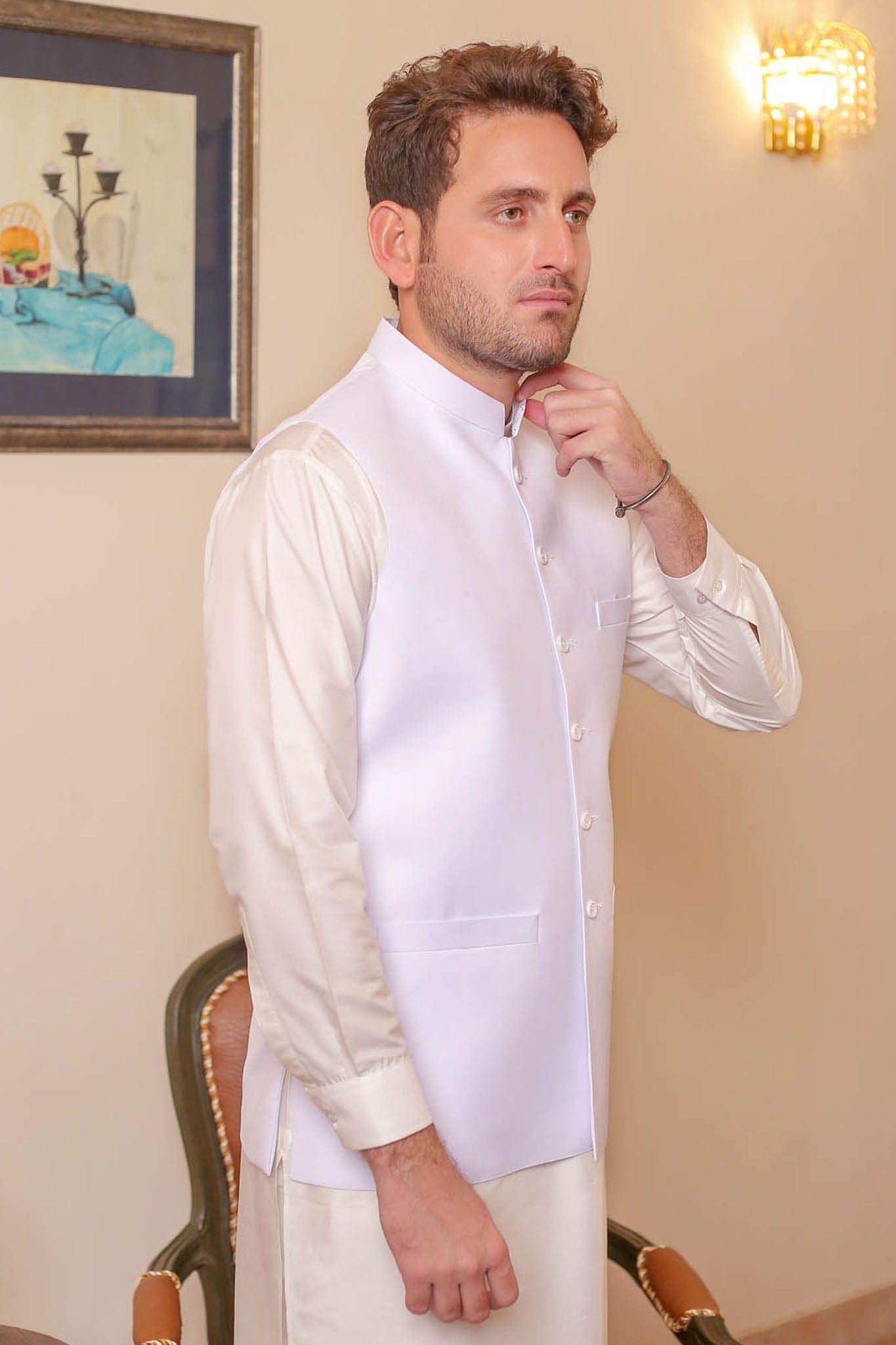 Real Image Mens Waist Coat Collection'2025-OW - 026 White