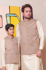 Real Image Kids Waist Coat Collection'2025-OKW-036 Smart Fit Beige