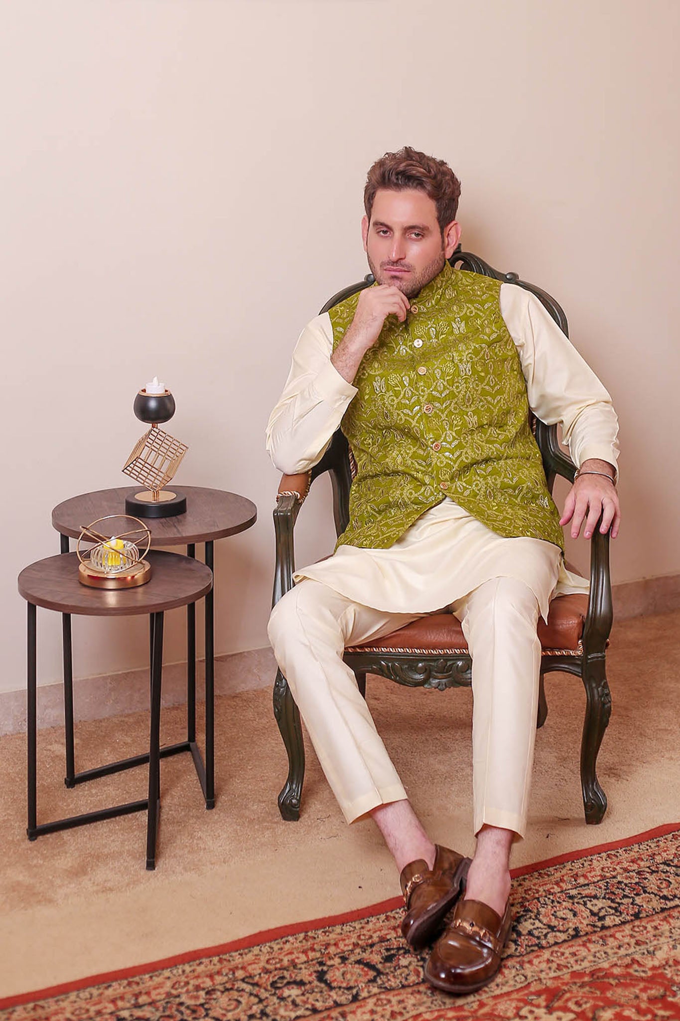 Real Image Mens Waist Coat Collection'2025-OW - 050 Green