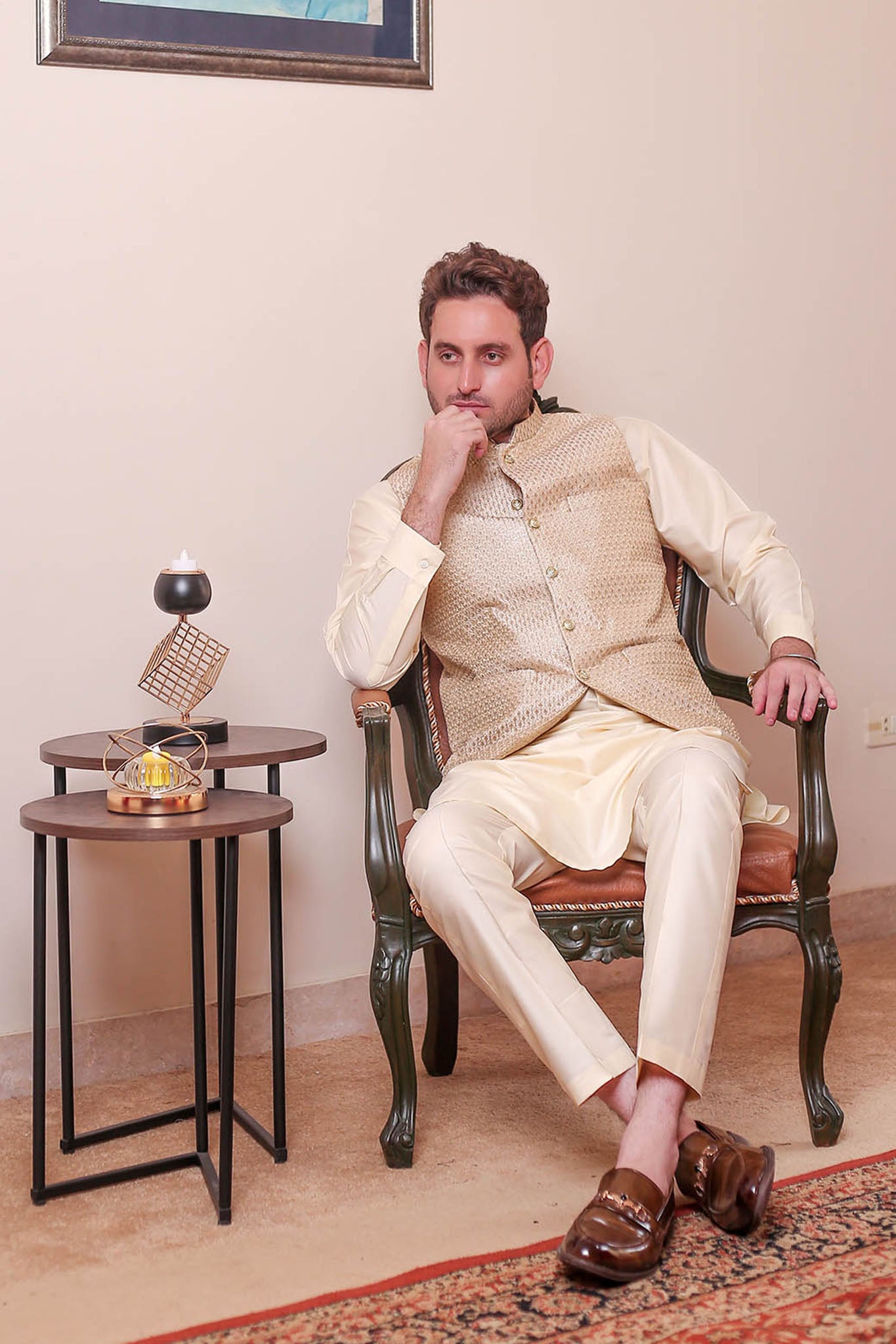 Real Image Mens Waist Coat Collection'2025-OW - 049 Gold
