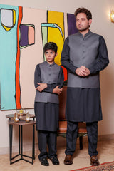 Real Image Kids Waist Coat Collection'2025-OKW-029 Smart Fit Grey