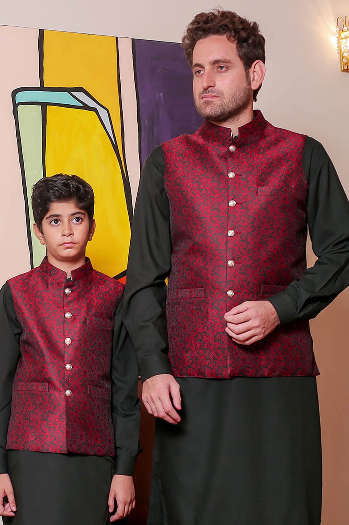 Real Image Kids Waist Coat Collection'2025-OKW-043 Smart Fit Maroon