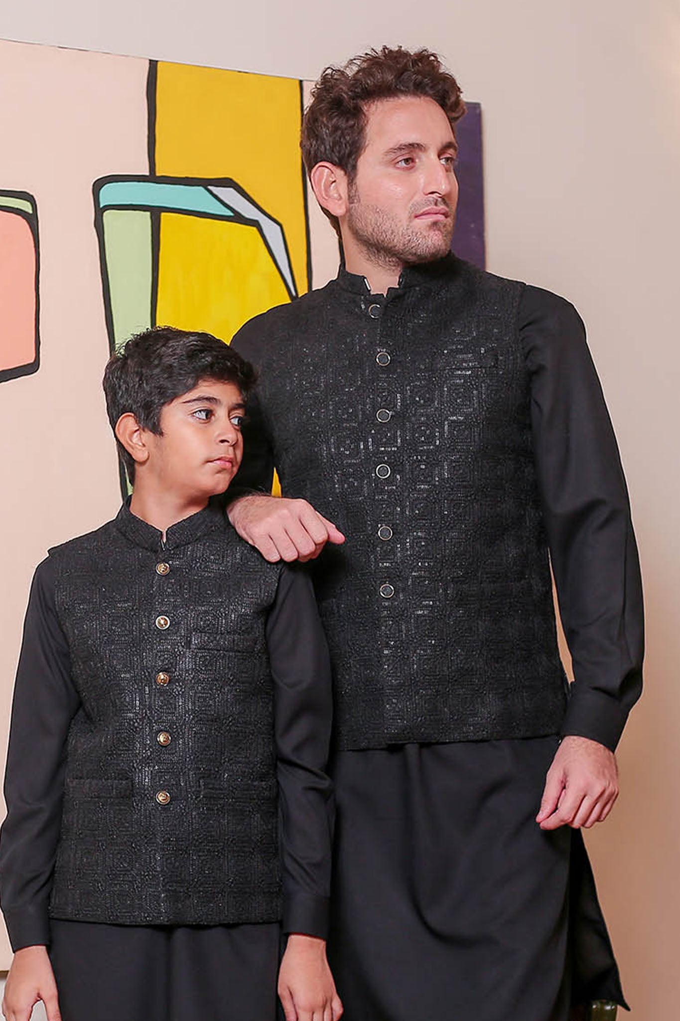 Real Image Kids Waist Coat Collection'2025-OKW-124 Smart Fit Black