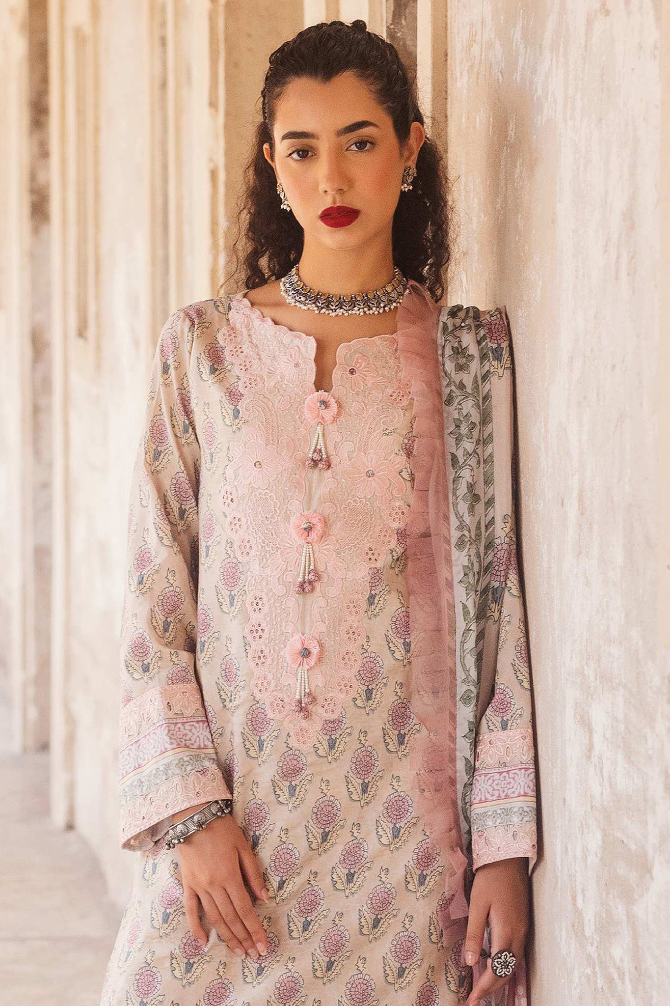 Taneez by Roheenaz Unstitched 3 Piece Block Printed Lawn Collection'2024-RNB-10-A-Vesta