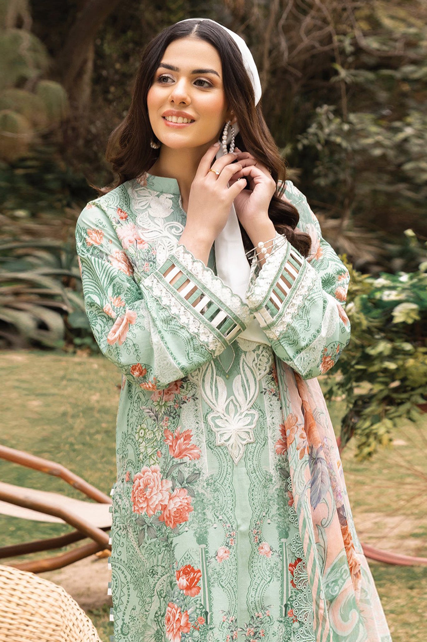 Adan's Print By Nafia Atta Unstitched 3 Piece Digital Printed Lawn Collection'2024-D-10