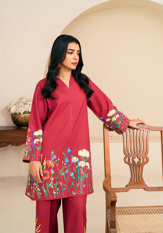 Amal Stitched 2 Piece Summer Cambric Collection-Ruby