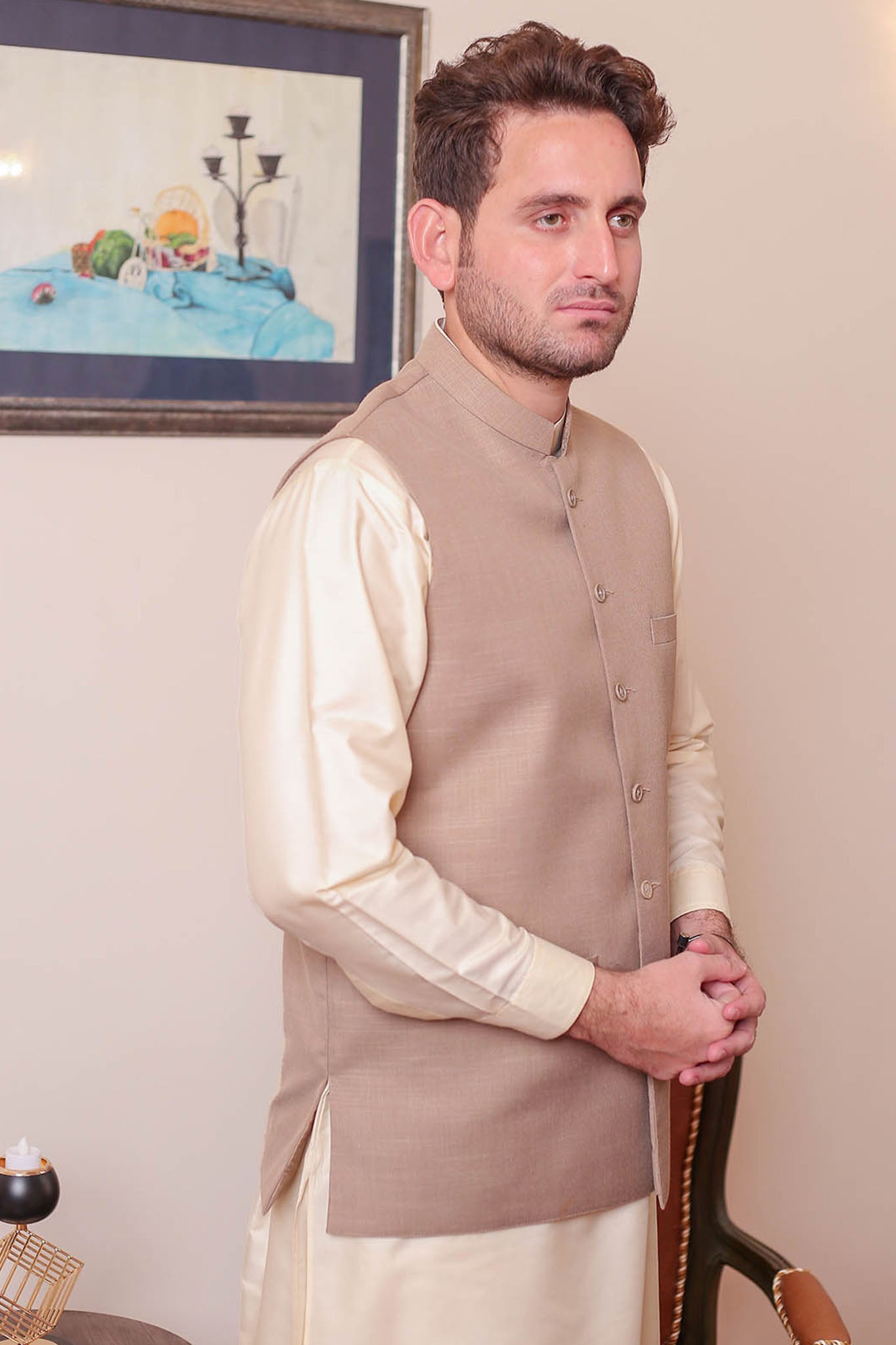 Real Image Mens Waist Coat Collection'2025-OW - 036 Beige