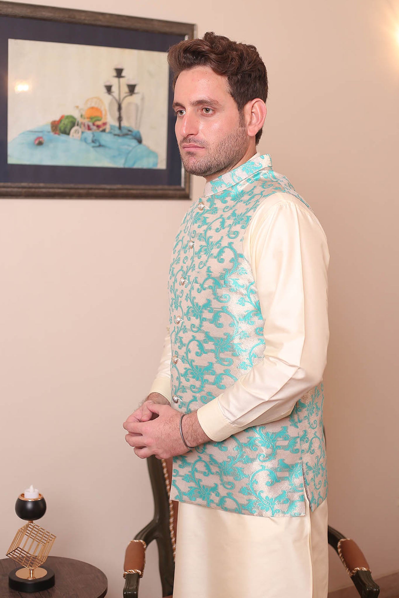 Real Image Mens Waist Coat Collection'2025-WP - 160 Sky Blue