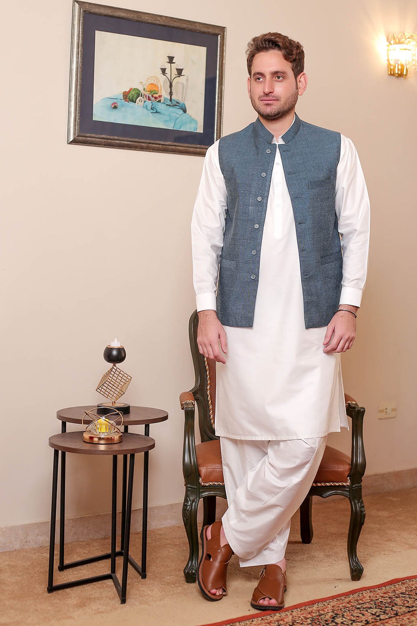 Real Image Mens Waist Coat Collection'2025-WP - 110 Blue