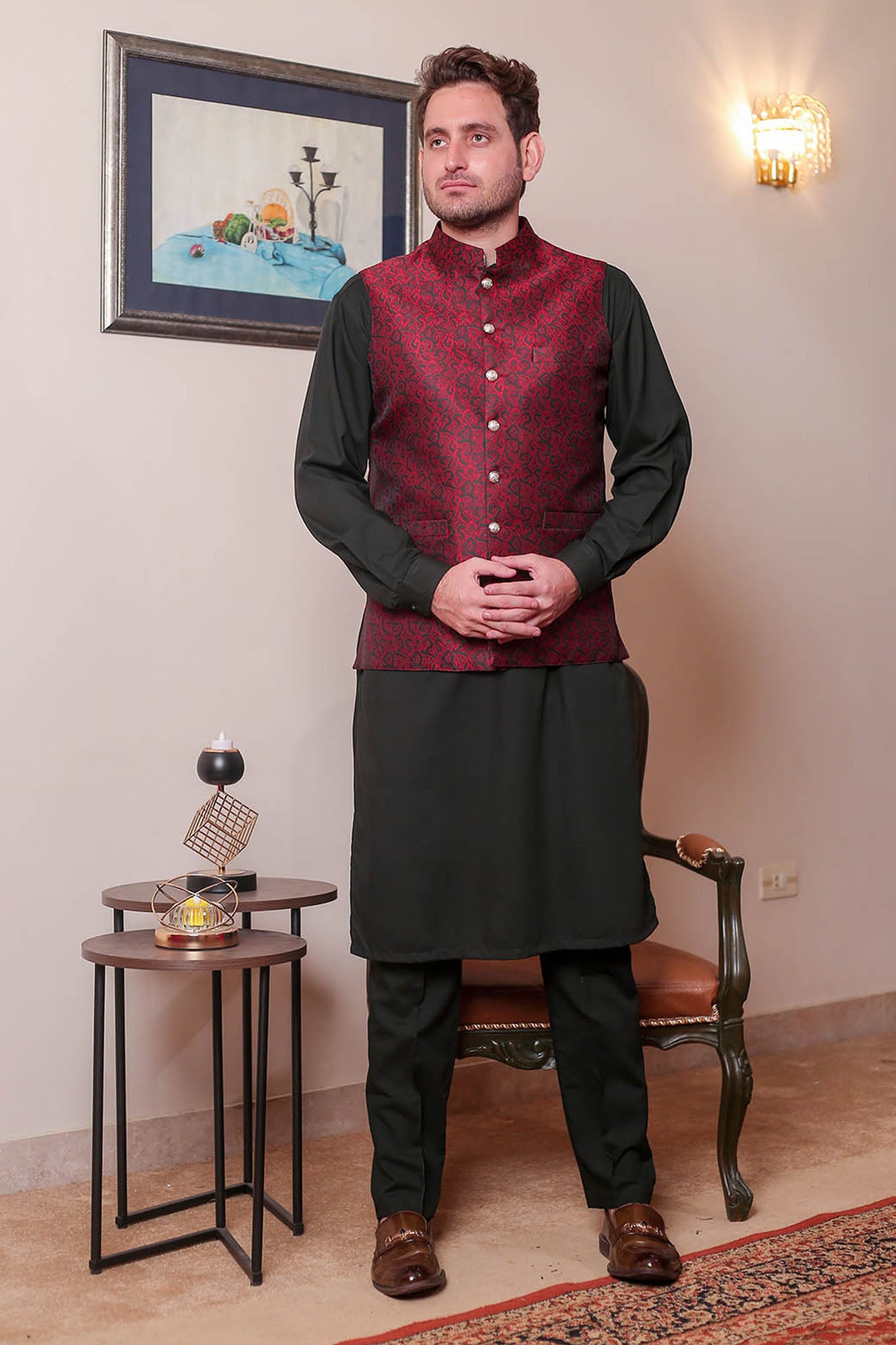 Real Image Mens Waist Coat Collection'2025-OW - 043 Maroon