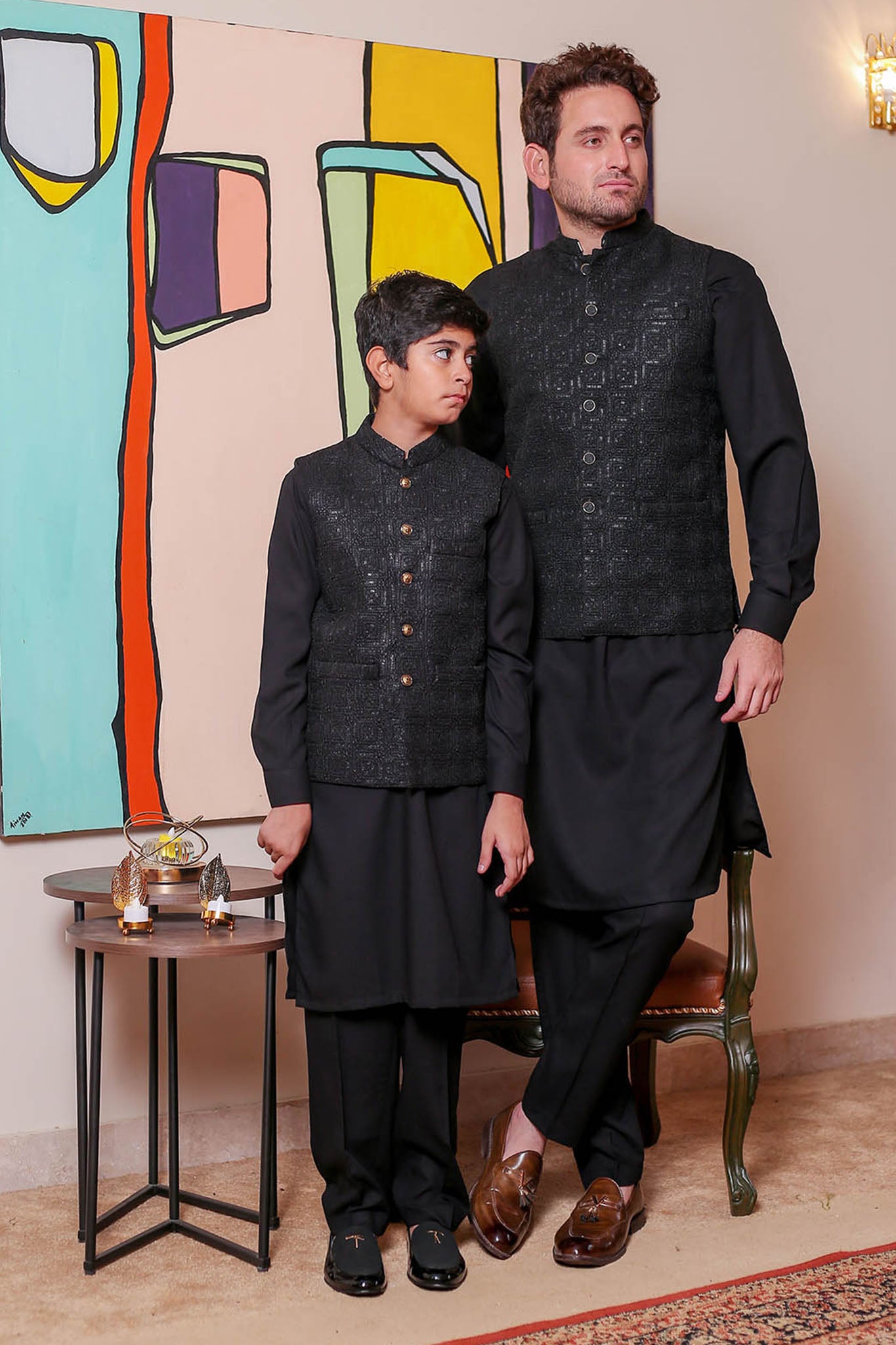Real Image Kids Waist Coat Collection'2025-OKW-124 Smart Fit Black