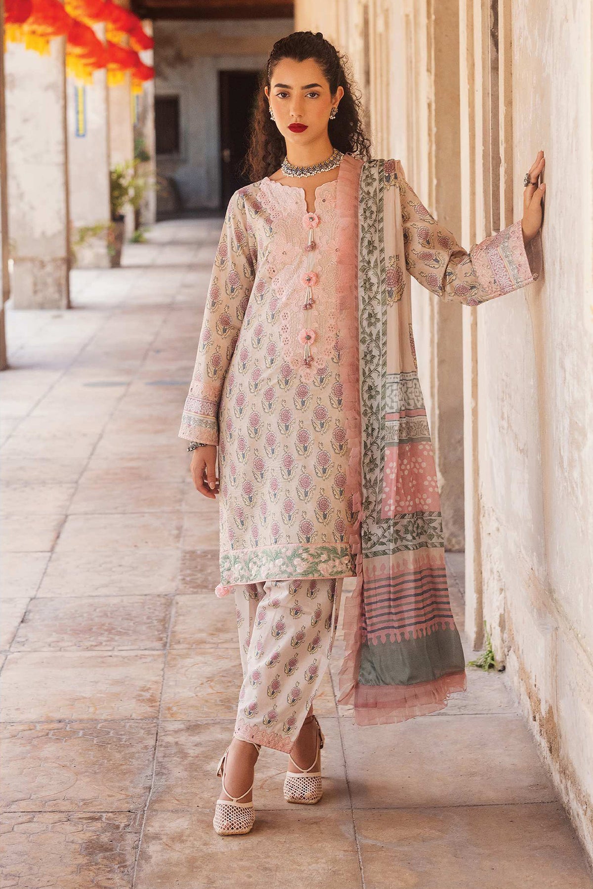 Taneez by Roheenaz Unstitched 3 Piece Block Printed Lawn Collection'2024-RNB-10-A-Vesta