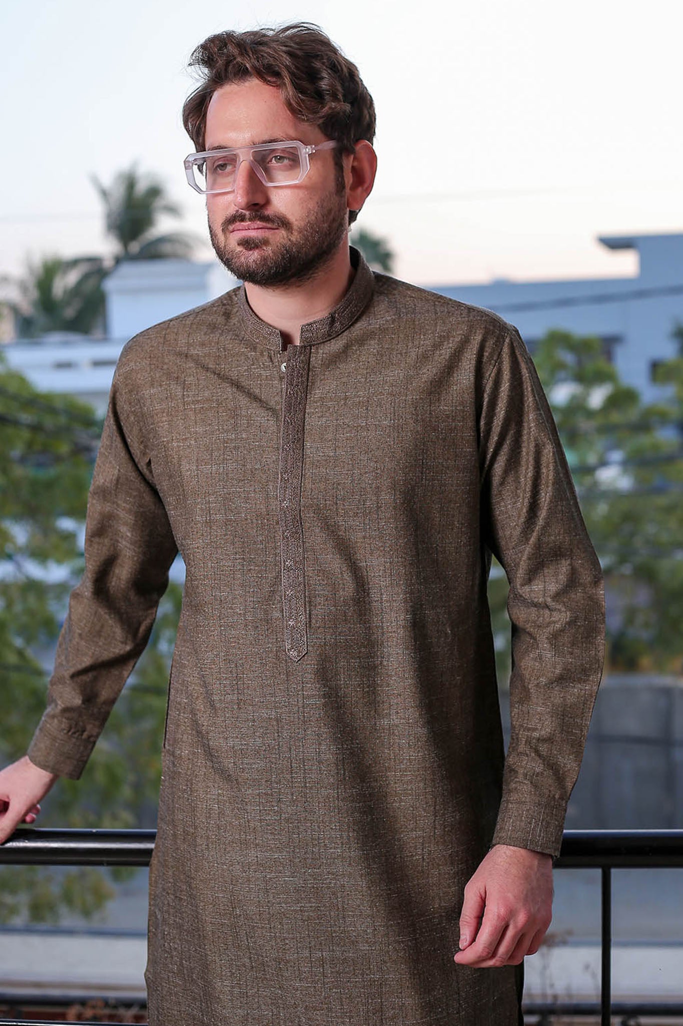Real Image Mens Kurta Shalwar Winter Collection'2025-D-513 Brown